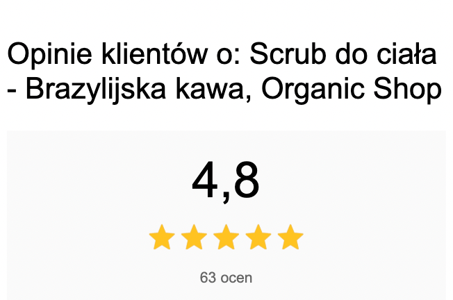 Opinie klientów o: Scrub do ciała - Brazylijska kawa, Organic Shop