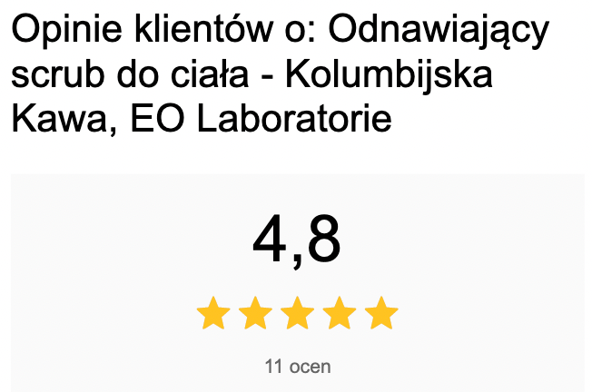 Opinie klientów o: Odnawiający scrub do ciała - Kolumbijska Kawa, EO Laboratorie