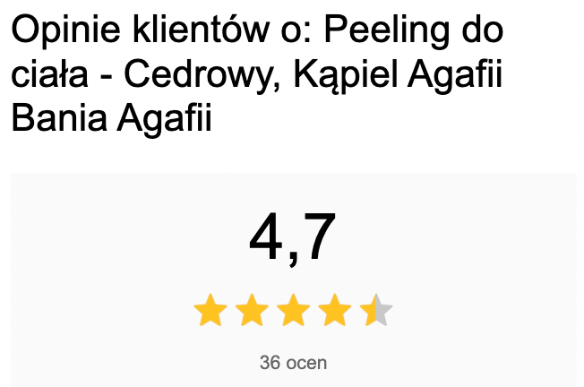 Opinie klientów o: Peeling do ciała - Cedrowy, Kąpiel Agafii Bania Agafii