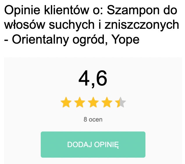Opinie klientów o: Szampon do włosów suchych i zniszczonych - Orientalny ogród, Yope