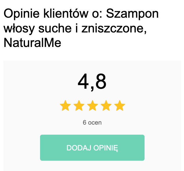 Opinie klientów o: Szampon włosy suche i zniszczone, NaturalMe