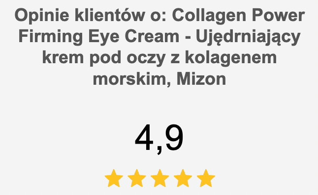 Opinie klientów o: Collagen Power Firming Eye Cream - Ujędrniający krem pod oczy z kolagenem morskim, Mizon