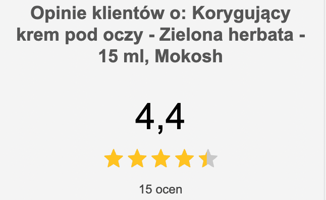 Opinie klientów o: Korygujący krem pod oczy - Zielona herbata - 15 ml, Mokosh
