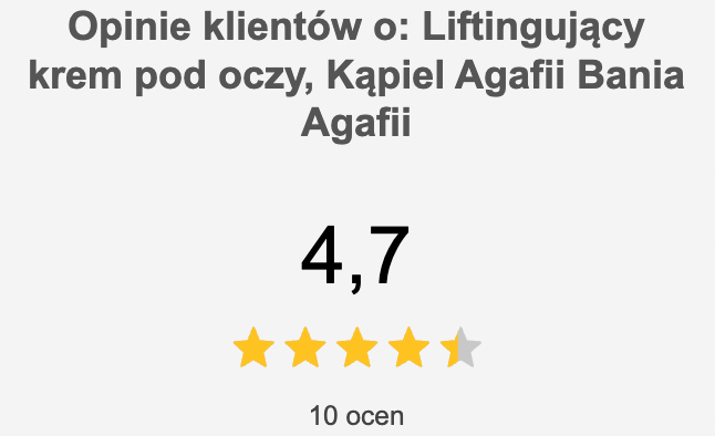Opinie klientów o: Liftingujący krem pod oczy, Kąpiel Agafii Bania Agafii